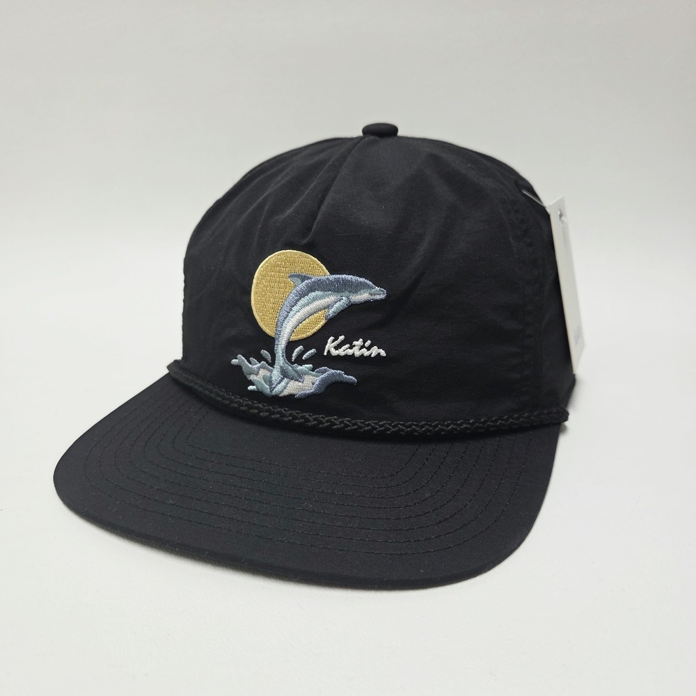 Katin Splash Hat Adult Black Snapback Rope Cap Dolphin